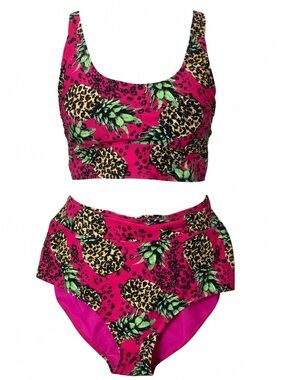 Women’s Torrid Pink Pineapple Leopard Print Two-Piece Swimsuit